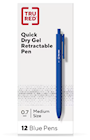 PENS, GEL, QUICK DRY, RETRACTABLE, MEDIUM POINT, 0.7MM, TRU RED, BLUE, 12/CT THUMBNAIL